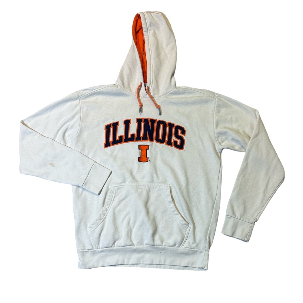 Champion mens M Medium white Illinois Champaign fighting Illini fleece hoodie